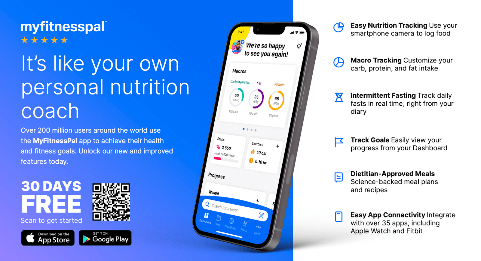 MyFitnessPal app featuring Branch QR code